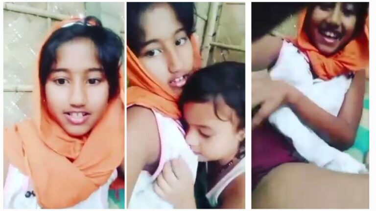 little girl and her sister having fun